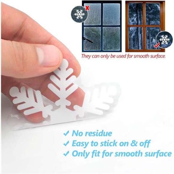 135 Pcs Christmas Window Clings - Snowflake Static Decals for Holiday - Picture 5 of 7